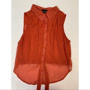 Timing sleeveless button down blouse with hearts
